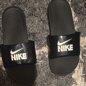 Nike Black Slide Sandals with White Logo